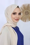Lüks Medine İpeği Şal Bej