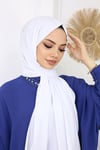 Lüks Medine İpeği Şal Beyaz