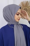 Lüks Medine İpeği Şal Gri