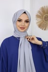 Lüks Medine İpeği Şal Gümüş