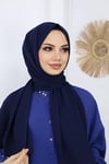 Lüks Medine İpeği Şal Lacivert