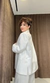 Beyaz Oversize Blazer Ceket & Pantolon Takım