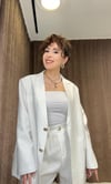 Beyaz Oversize Blazer Ceket & Pantolon Takım