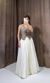 Elegance Ekru Pileli Uzun Etek