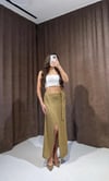 Haki Gold Işıltılı Bağlamalı Etek