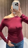 Marka Model Kayık Yaka Bordo Bluz