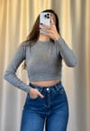 Massimo Akrilik Kumaş Premium Kalite Gri Crop Triko