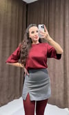 Premium Oversize Pamuklu Vatkalı Basic Bordo T-shirt
