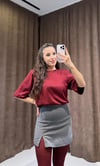 Premium Oversize Pamuklu Vatkalı Basic Bordo T-shirt