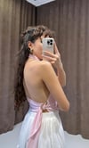 Tokalı Sırt Dekolteli Pembe Top