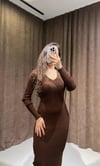 ZR Model Acı Kahve Arkadan Bağlama Detaylı Triko Elbise