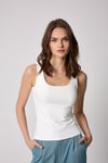 Kadın Atlet Beyaz Likralı Slim Fit Kalın Askılı - 2505