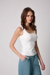 Kadın Atlet Beyaz Likralı Slim Fit Kalın Askılı - 2505