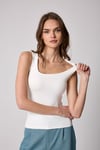 Kadın Atlet Beyaz Likralı Slim Fit Kalın Askılı - 2505