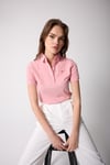 Kadın Pembe Polo Yaka Düğmeli T-Shirt - 2519