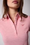 Kadın Pembe Polo Yaka Düğmeli T-Shirt - 2519
