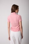 Kadın Pembe Polo Yaka Düğmeli T-Shirt - 2519