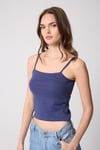 Lacivert Kadın Ince Ip Askılı Basic Crop Atlet -2466