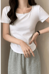 Beyaz Basic Kısa Kollu Crop