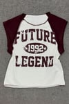 Beyaz Future Kahverengi Raglan Y2K Kısa Kollu Crop