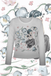 Beyaz Girl İn Flowers Gotik Grunge Y2K Uzun Kollu Crop