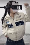 Beyaz Motor Racer Retro Y2K Unisex Ceket