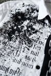 Beyaz Skull Gotik Siyah Zincir Baskılı Kravatlı Grunge Y2K Unisex Uzun Kollu Gömlek