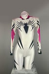 Beyaz Spider Cosplay Kolluklu Çıtçıtlı Body