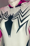 Beyaz Spider Cosplay Kolluklu Çıtçıtlı Body