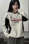 Beyaz YTHUIORO 81 Siyah Ekli Retro Unisex Sweatshirt