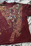 Bordo Angel Motifli Vintage Y2K Unisex T-Shirt