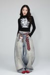 Buz Mavisi Kravat Baskılı Wide Leg Unisex Baggy Pantolon