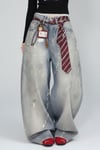 Buz Mavisi Kravat Baskılı Wide Leg Unisex Baggy Pantolon