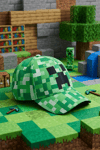 Çocuk Yeşil Minecraft Creeper Face Texture Baseball Şapka