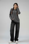 Düz Füme İnce Kumaş Oversize Unisex Sweatshirt