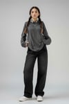 Düz Füme İnce Kumaş Oversize Unisex Sweatshirt