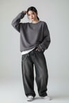 Düz Füme Orta Kalınlıkta Kumaş Oversize Unisex Sweatshirt