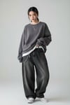 Düz Füme Orta Kalınlıkta Kumaş Oversize Unisex Sweatshirt
