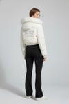 Ekru Juicy Peluş Kapüşonlu Şişme Crop Mont