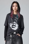 Füme Women Portre Siyah Kollu İnce Gotik Unisex T-shirt