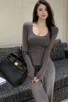 Füme Yeni Basic Uzun Kollu Crop