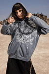 Gri Gotik Wings Tribal Harajuku Y2K Kapüşonlu Unisex Hırka