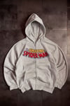 Gri Melanj Amazing Spider Cartoon Sırt Baskılı Unisex Hırka