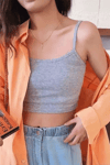 Gri Melanj Harajuku Y2K Askılı Crop