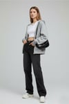Gri Melanj Kalın Kumaş Y2K Oversize Unisex Kapüşonlu Hırka