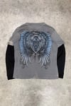 Gri Wing & Shield Gotik Siyah Kollu Unisex Sweatshirt