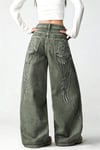 Haki Yıkamalı Melek Kanatlı Harajuku Y2K Unisex Baggy Pantolon