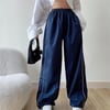 İnce Beyaz Şeritli Lacivert Retro Pantolon