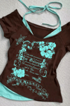Kahverengi Nuit Magique Madonna Yaka Ek Askılı Kısa Kollu Full Body Crop