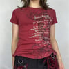 Kırmızı Skull Life Cyber Grunge Kısa Kollu Crop